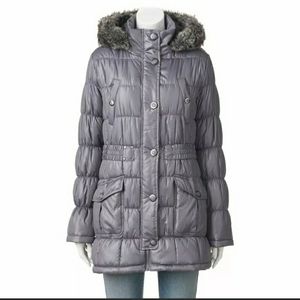 Juniors' Urban Republic Hooded Gray Puffer Jacket